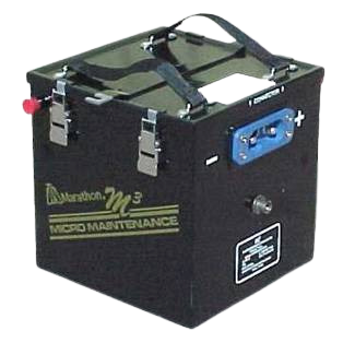 The model M3-44-11 (P/N 32857-001) is a 19-cell Micro-Maintenance battery, with a nominal voltage of 24V, and a nominal capacity of 44Ah, at a weight of only 80 lbs. (max). The M3-44-11 will provide an Imp (15-second discharge @ maximum power transfer) of 1375 amps at room temperature.  The M3-44-11 provides significant maintenance-cost savings for ATR Operators. 